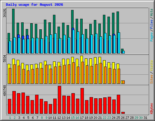Daily usage for August 2026