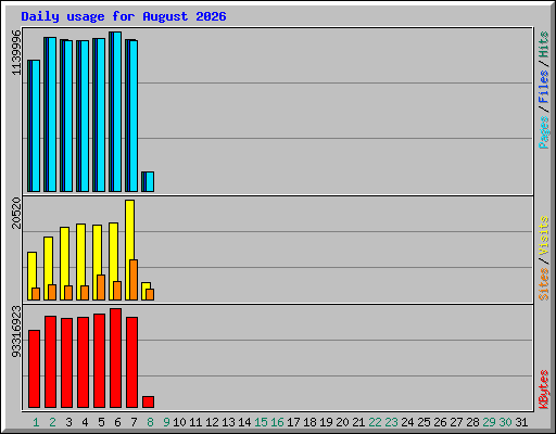 Daily usage for August 2026