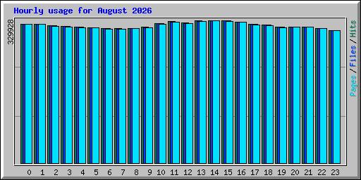 Hourly usage for August 2026